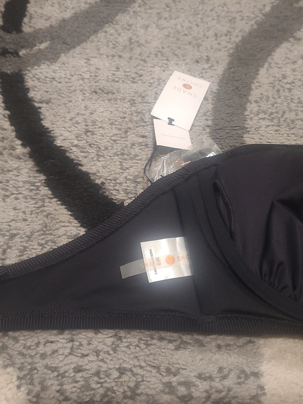 Shade & Shore Womens 38D Ribbed Bikini Top Black Removable Pads NWT - Picture 5 of 10